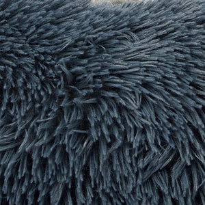 PaWz - Anti-Anxiety Soft Fuzzy Comfy Machine Washable Dog Bed in Faux Fur, Dark Grey at Pet Servo