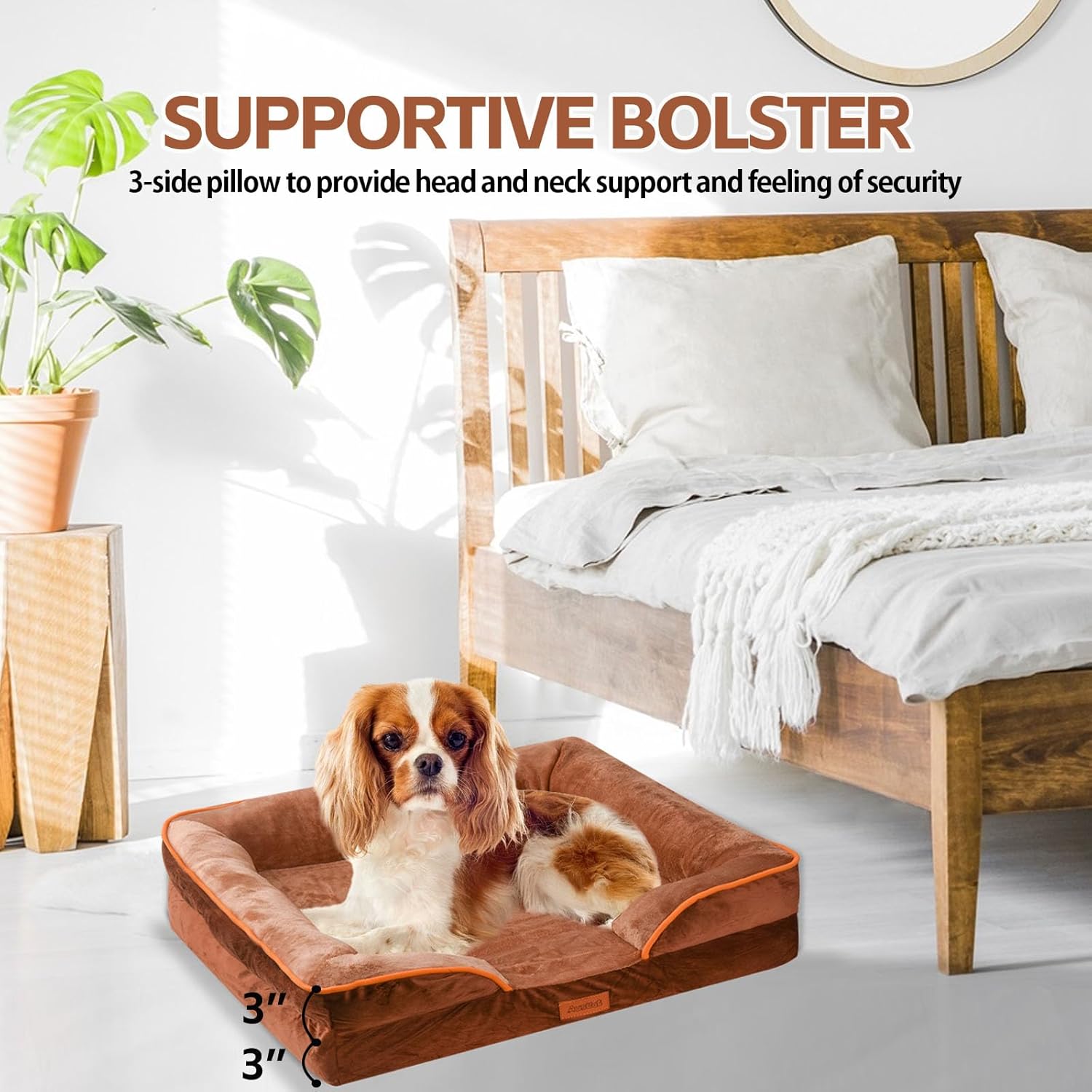 AUSCAT - Orthopedic Dog Bed, Memory Foam, with Waterproof Lining