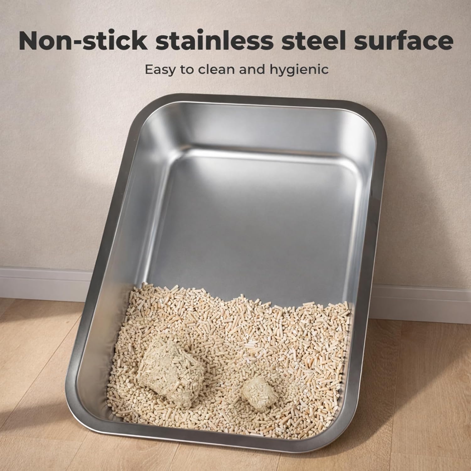 Pawz - XL Stainless Steel Cat Litter Box with Lid, Anti-Leakage Hooded Metal Litter Pan (Grey) at Pet Servo