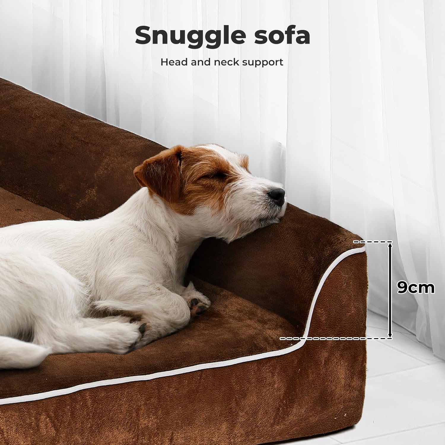 PaWz L-Shape Neck Support Velvet Orthopedic Dog Bed Sofa for Medium Dogs (Coffee) at Pet Servo
