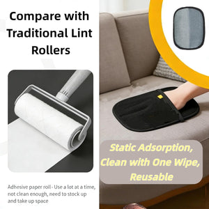 Comparison of a reusable lint roller with traditional lint rollers on a couch at Pet Servo