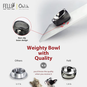 Felli Oblik weighty bowl with non-slip base design on a white background at Pet Servo