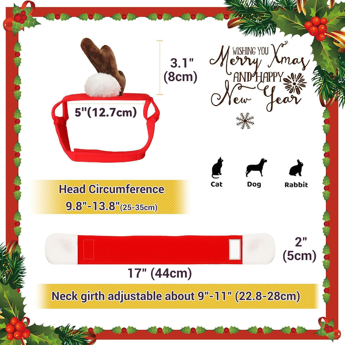 NAMSAN - Pet Reindeer Costume with Red Scarf for Christmas New Year Party at Pet Servo