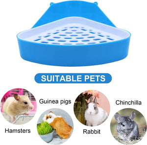 Blue pet litter tray with suitable pets for guinea pigs, rabbits, and chinchillas displayed below at Pet Servo