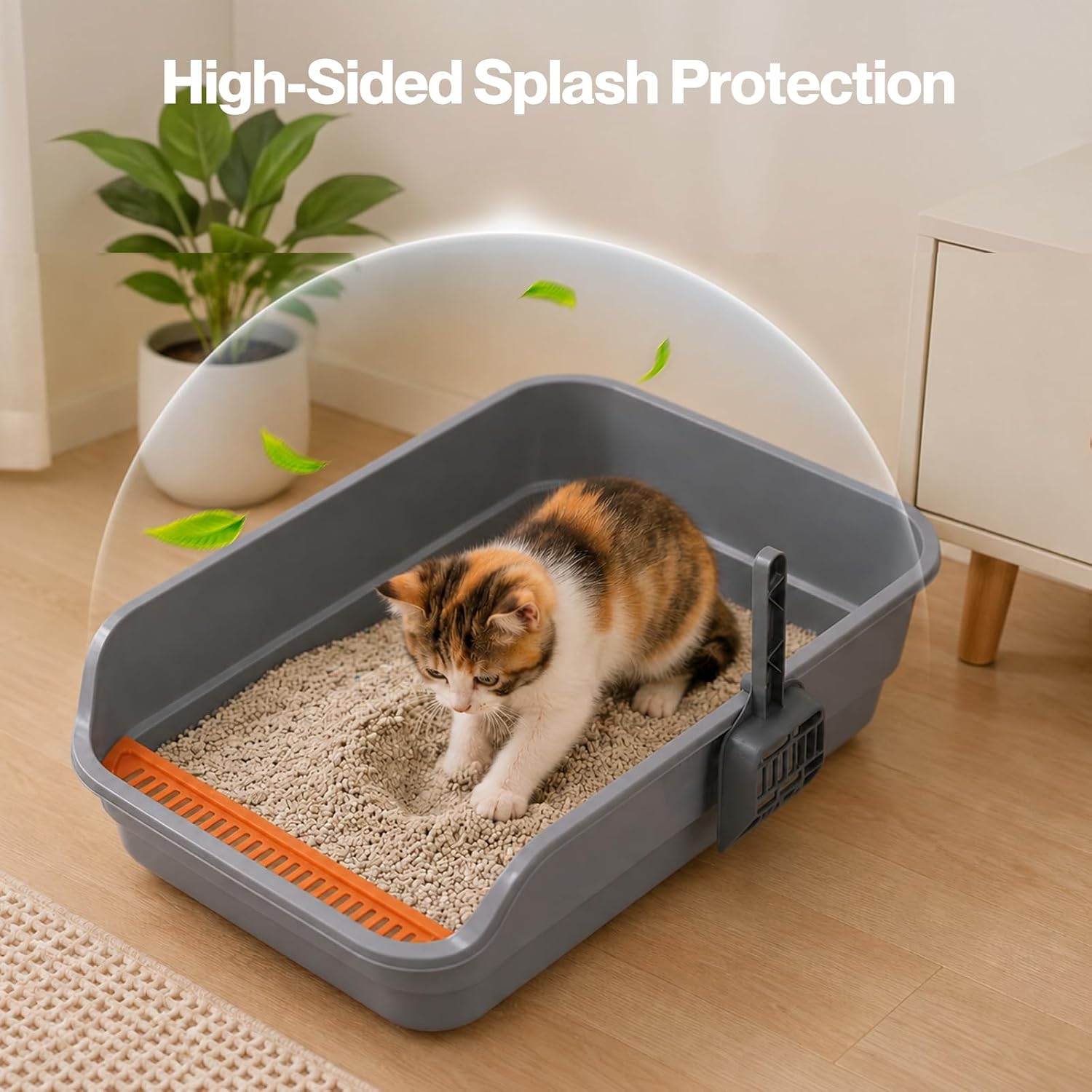 PaWz - Open Cat Litter Box with Scoop High Sided Kitty Litter Tray at Pet Servo