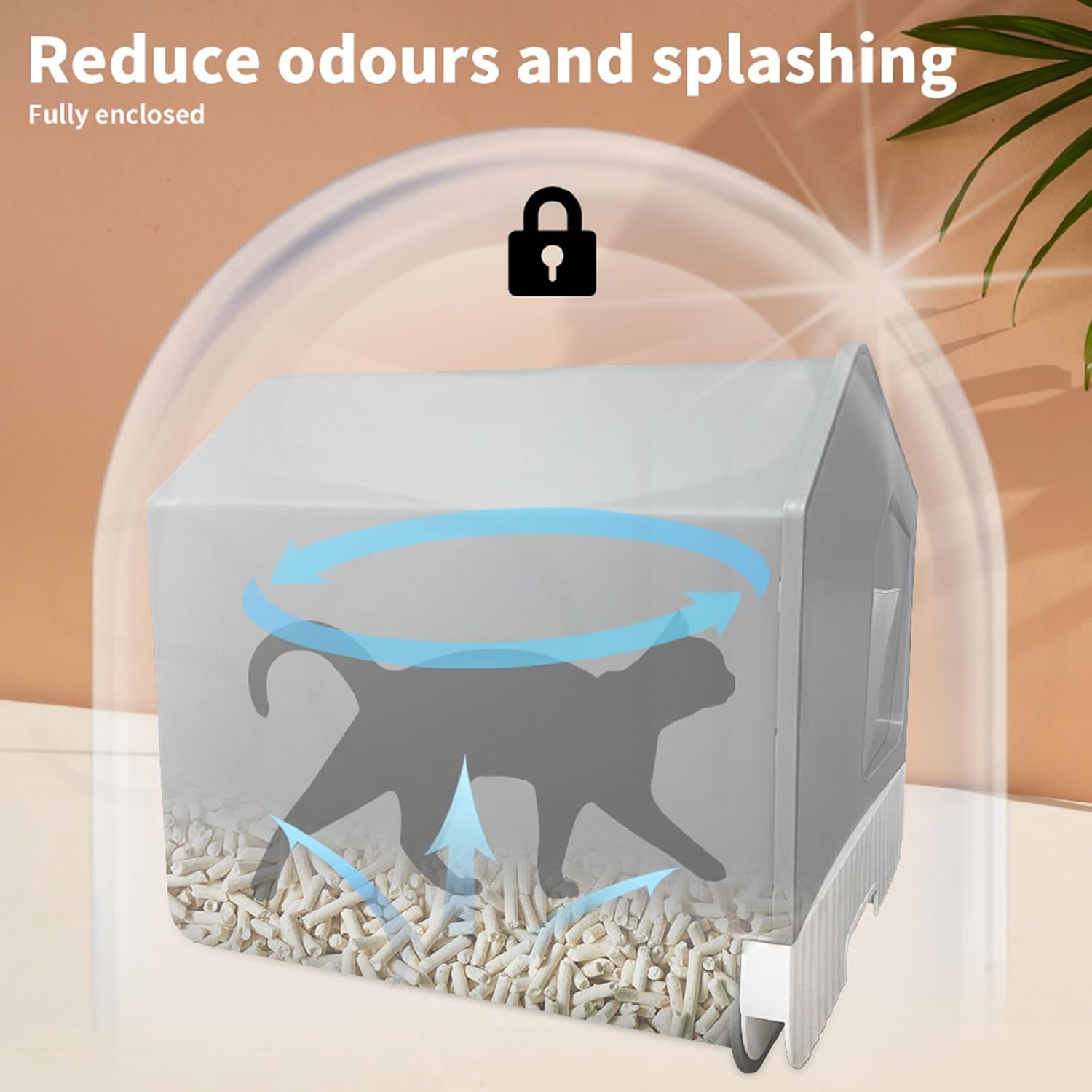 PaWz - Two-Way Door Cat Litter Box Anti-Splashing with Cat Toilet Mat (Grey) at Pet Servo