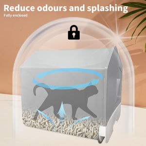 PaWz - Two-Way Door Cat Litter Box Anti-Splashing with Cat Toilet Mat (Grey) at Pet Servo