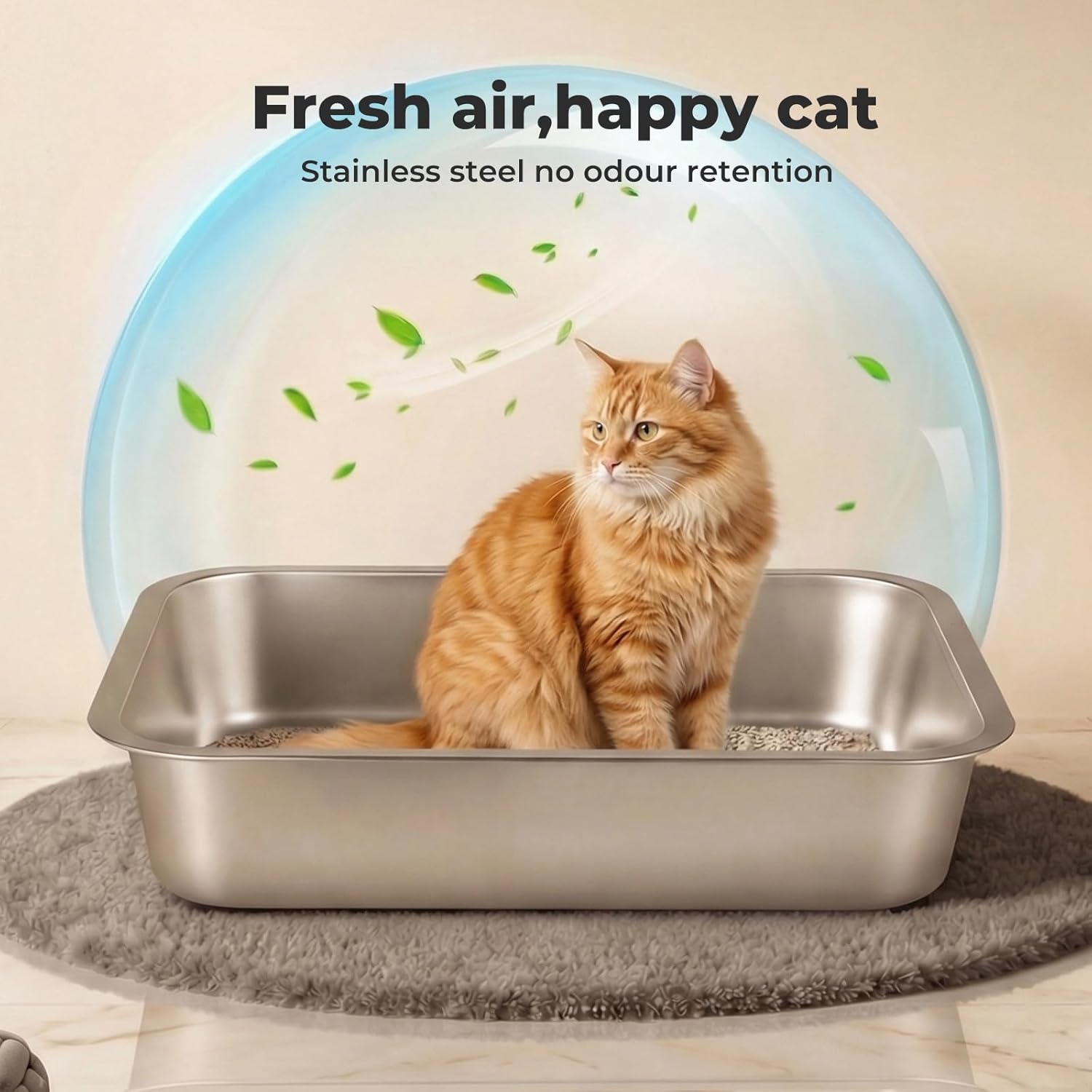 Pawz - Non-Sticky, Easy to Clean Stainless Steel Litter Box for Cats Kitty Kitten at Pet Servo