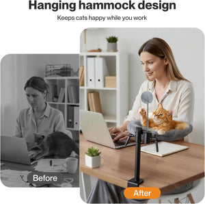 Pawz - Cat Desk Perch 360° Rotating Nest with Height Adjustable Washable Fabrics at Pet Servo