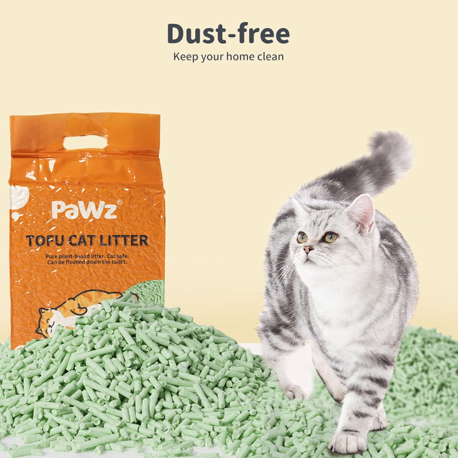 PaWz - Tofu Cat Litter Clumping, Ultra Absorbent and Fast Drying (Natural Green Tea) at Pet Servo