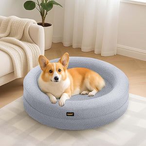Pawz Orthopedic Donut Dog Bed with Memory Foam & Removable Cover for Large Dogs (Light Grey) at Pet Servo