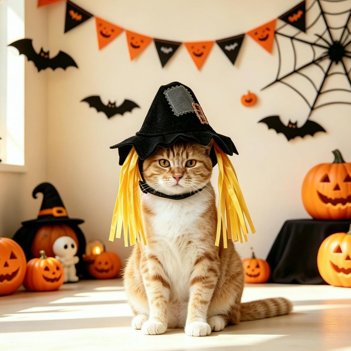 Namnan - Pet Cat Hat Scarecrow Cap Halloween Cosplay Costume at Pet Servo