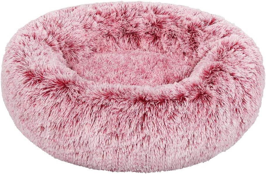 PaWz - Dog Cat Soft Warm Washable Kennel Round Calming Donut Bed (Pink) at Pet Servo