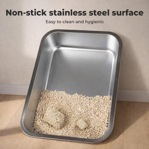 Pawz - Extra-Large Stainless-Steel Cat Litter Box Odour Control with Lid at Pet Servo