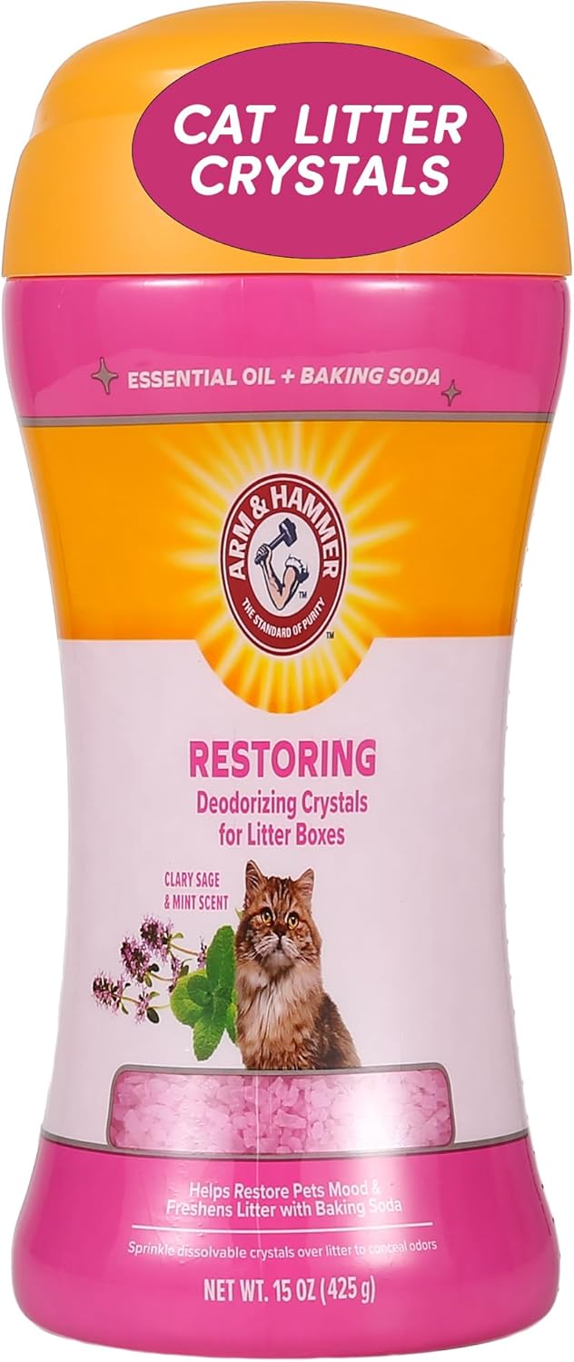 Arm & Hammer cat litter crystals packaging with a cat on it at Pet Servo