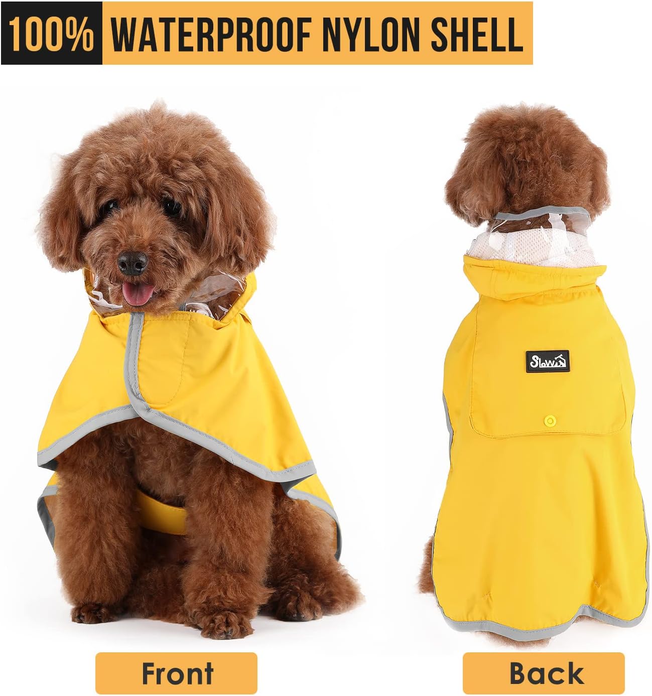 Yellow Hooded Dog Raincoat Waterproof Poncho - Petservo