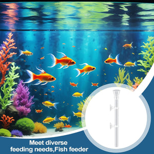 Fish tank with colorful fish and coral, featuring a fish feeder at Pet Servo