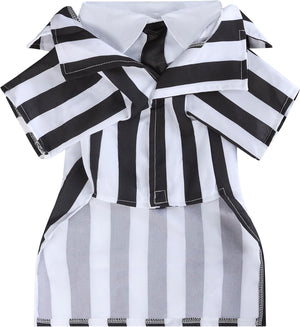 Black and white striped bow on a white background at Pet Servo