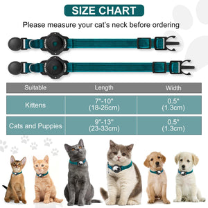 Cat collars with size chart showing suitable lengths for kittens and cats/puppies at Pet Servo