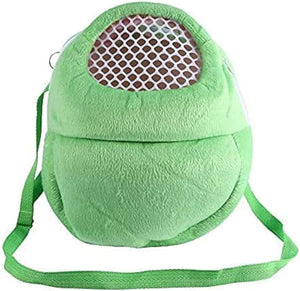 Green plush backpack with mesh front on a white background at Pet Servo
