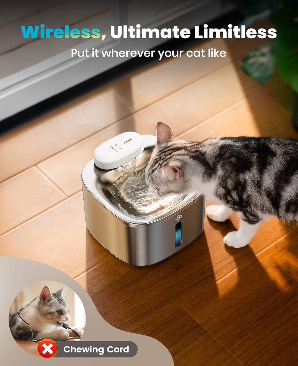Buy oneisall - 3.5L Wireless Cat Water Fountain at Pet Servo