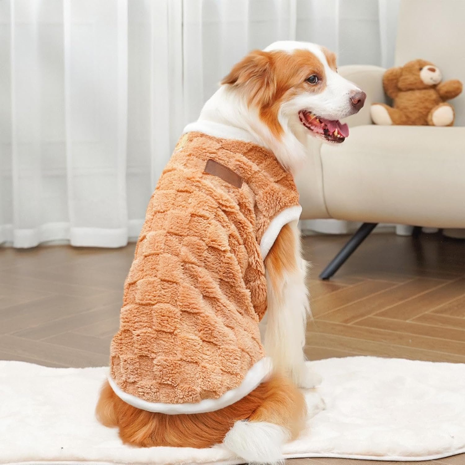 Generic - Brown Plush Dog Winter Coat for Cold Days - Petservo