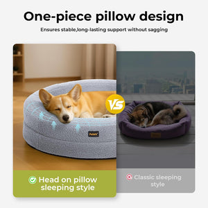 Pawz Orthopedic Donut Dog Bed with Memory Foam & Removable Cover for Large Dogs (Light Grey) at Pet Servo