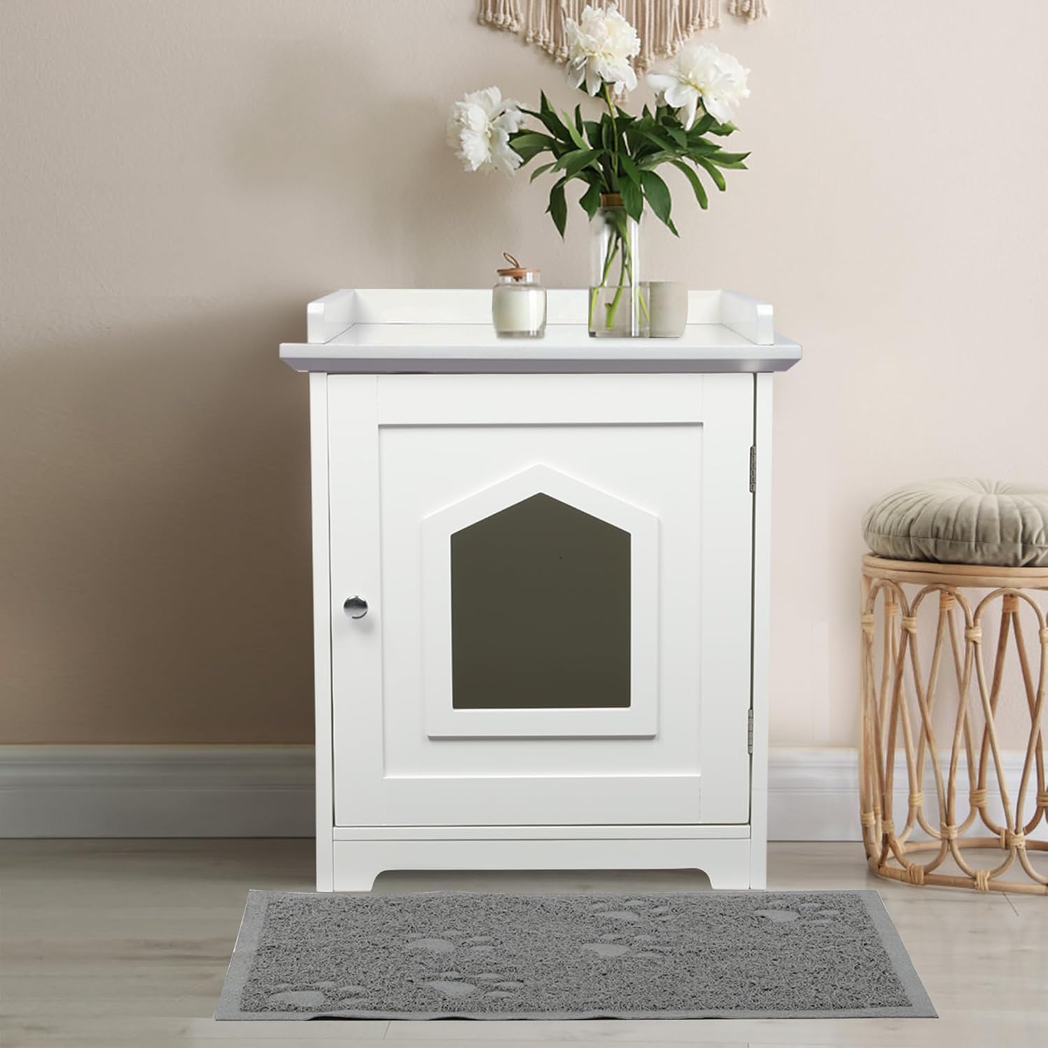 Buy PaWz Indoor Wooden Cat Litter Box with Mat Enclosure at Pet Servo