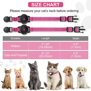 Cat collars with size chart for kittens and cats/puppies on a white background at Pet Servo