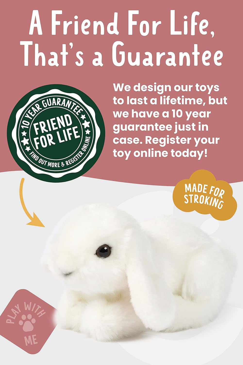 Living Nature - Small White Lop Eared Bunny (18cm) - Plush Soft Toy - Petservo