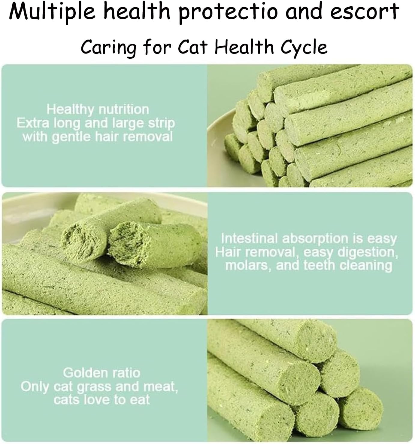 Green catnip rolls with text on a light green background at Pet Servo
