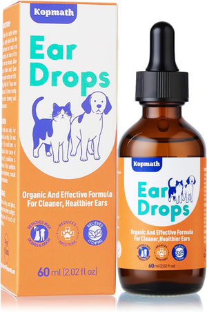 Kopmath Ear Drops packaging with dropper bottle on a white background at Pet Servo