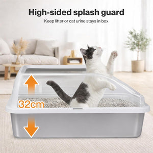 Pawz - 74.4L Anti-Urine Leakage Extra-Large Stainless-Steel Litter Box with Lid for Big Cats at Pet Servo