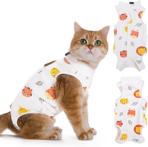 Viiotu - Soft Post-Surgery Recovery Suit for Female Cats, Forest Animals at Pet Servo