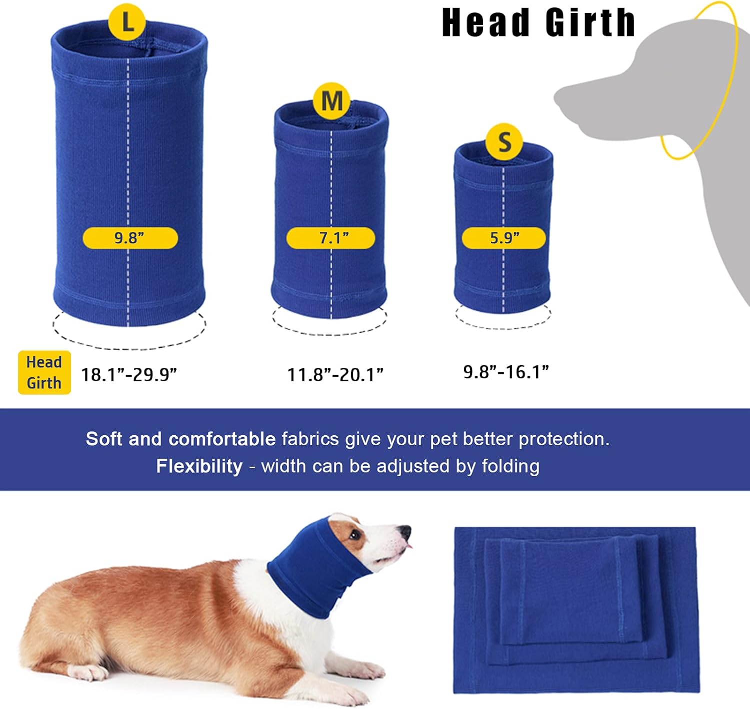 Nanaki - Calming Dog Headband Ear Wrap, Size M - Petservo