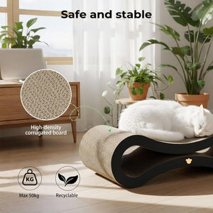 Pawz Scratcher Lounging Calming Bed for Indoor Large Cats with Organic Catnip at Pet Servo