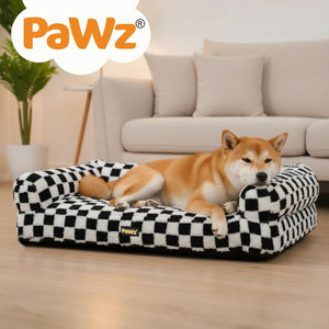 PaWz Rectangle Plush Dog Sofa with Supportive Foam Bolster with Waterproof Lining at Pet Servo