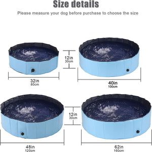 Collapsible pet pool with size details on a white background at Pet Servo