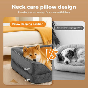 Pawz XL Orthopedic Rectangle Pet Bed with Supportive Foam Bolster Couch & Waterproof Lining at Pet Servo
