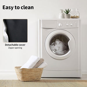 Whitewashing machine with a basket of clothes and a close-up of a black cover with text on a light background at Pet Servo