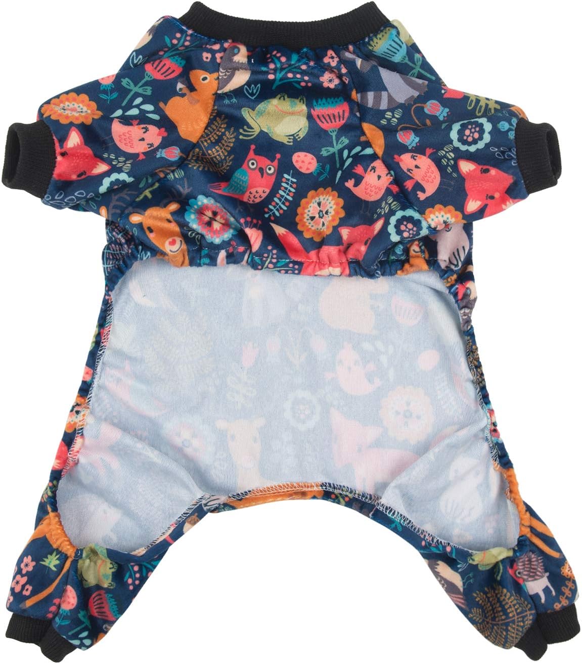 Dog pajama with colorful animal pattern on a white background at Pet Servo