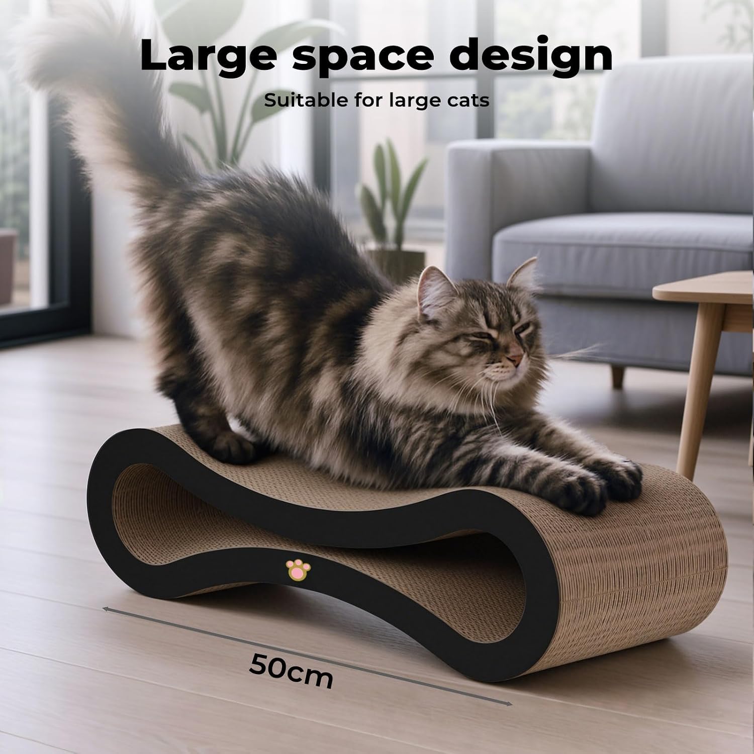 Pawz Scratcher Lounging Calming Bed for Indoor Large Cats with Organic Catnip at Pet Servo