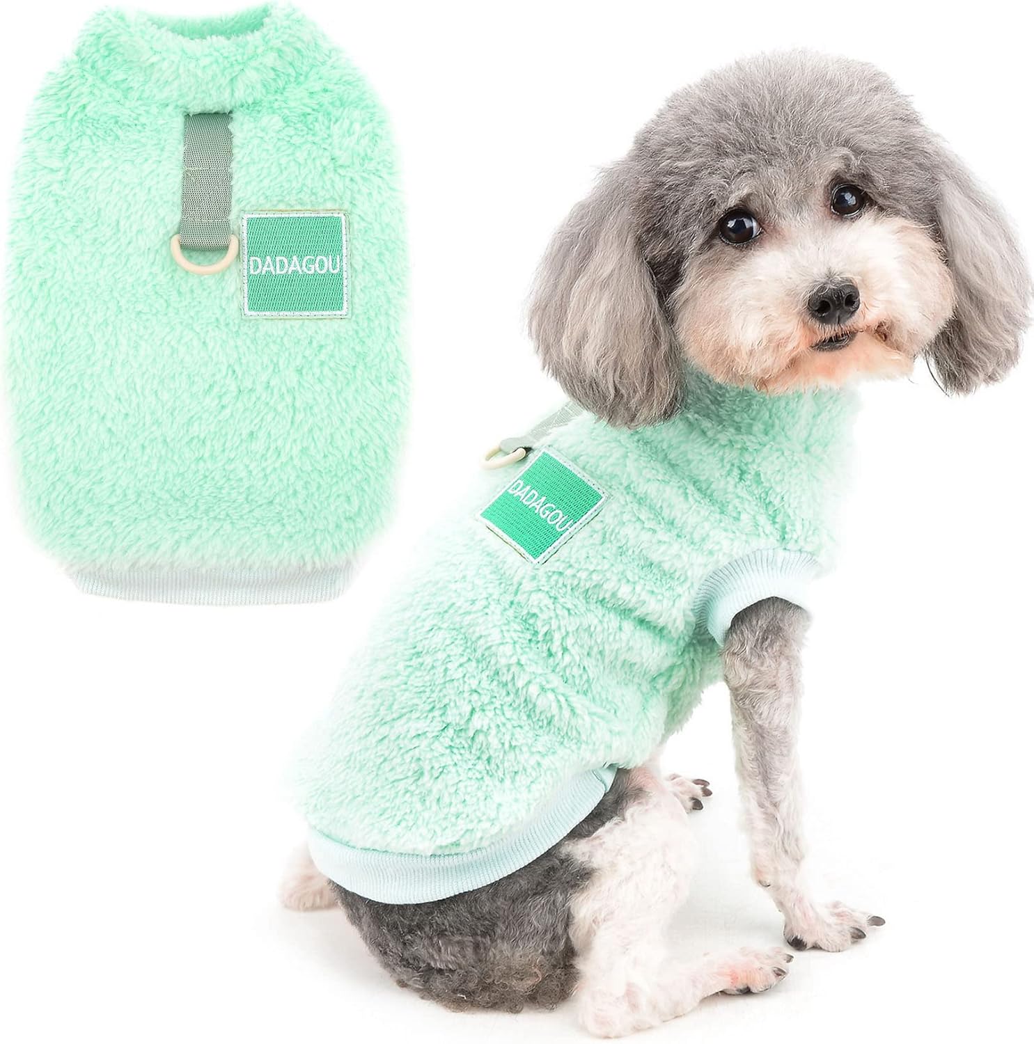 Green Fleece Dog Sweater – Cozy Winter Wear w/D-Ring - Petservo