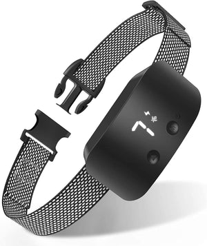 Black smartwatch with mesh band on a white background at Pet Servo