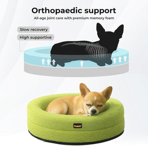 Pawz Orthopedic Donut Dog Bed with Memory Foam & Removable Cover for Medium Dogs (Green) at Pet Servo
