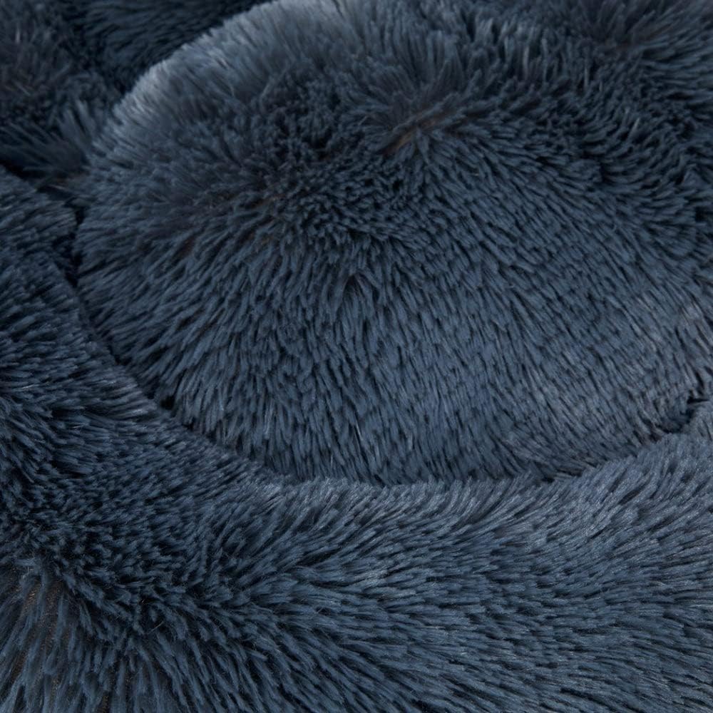 PaWz - Anti-Anxiety Soft Fuzzy Comfy Machine Washable Dog Bed in Faux Fur, Dark Grey at Pet Servo