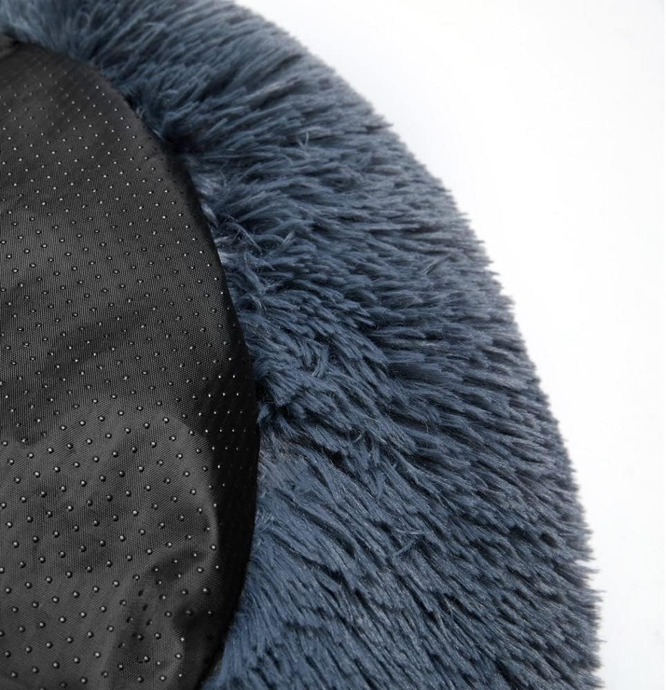 PaWz - Anti-Anxiety Soft Fuzzy Comfy Machine Washable Dog Bed in Faux Fur, Dark Grey at Pet Servo