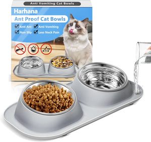 Harhana anti-proof cat bowls with a cat on the packaging at Pet Servo
