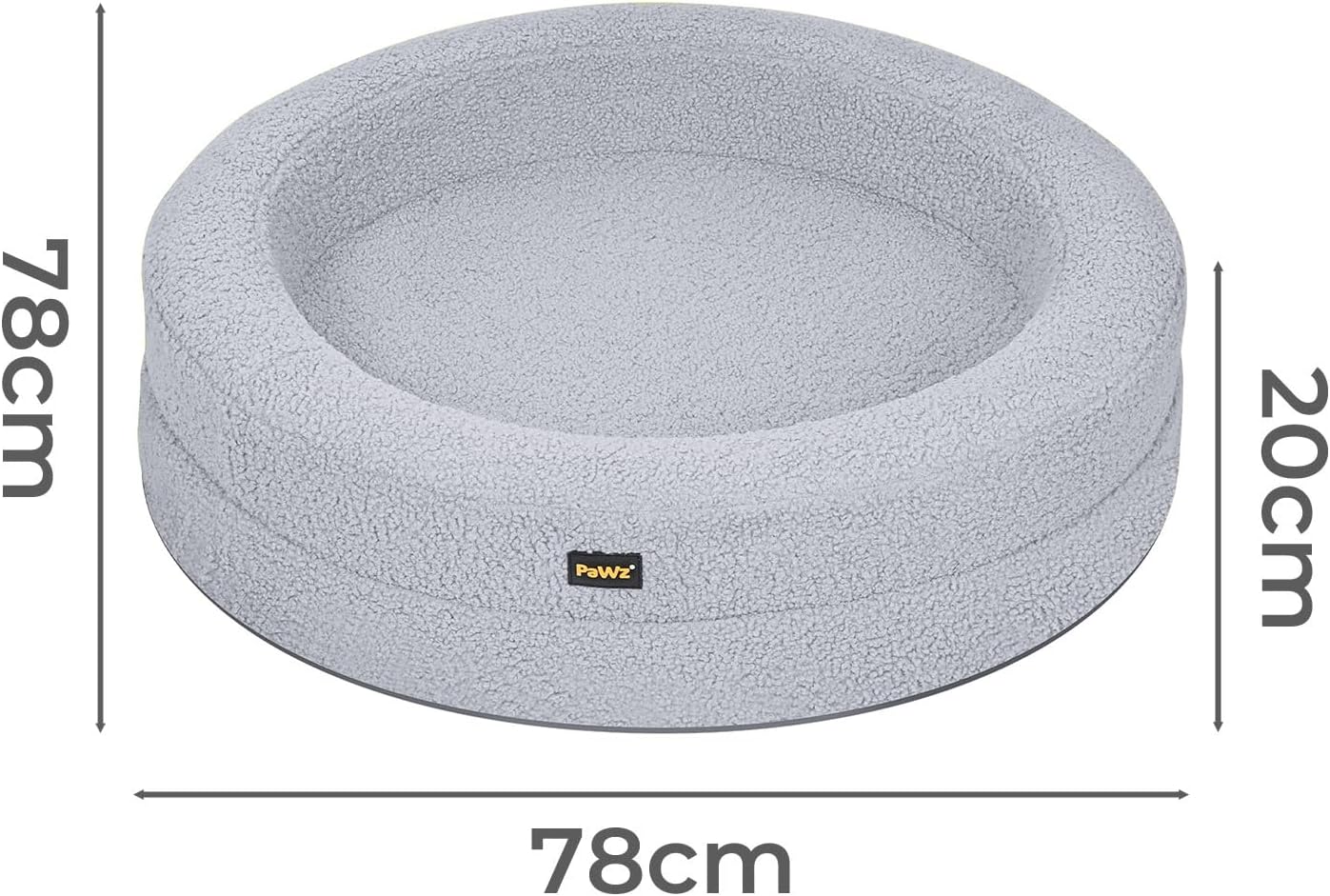Pawz Orthopedic Donut Dog Bed with Memory Foam & Removable Cover for Large Dogs (Light Grey) at Pet Servo