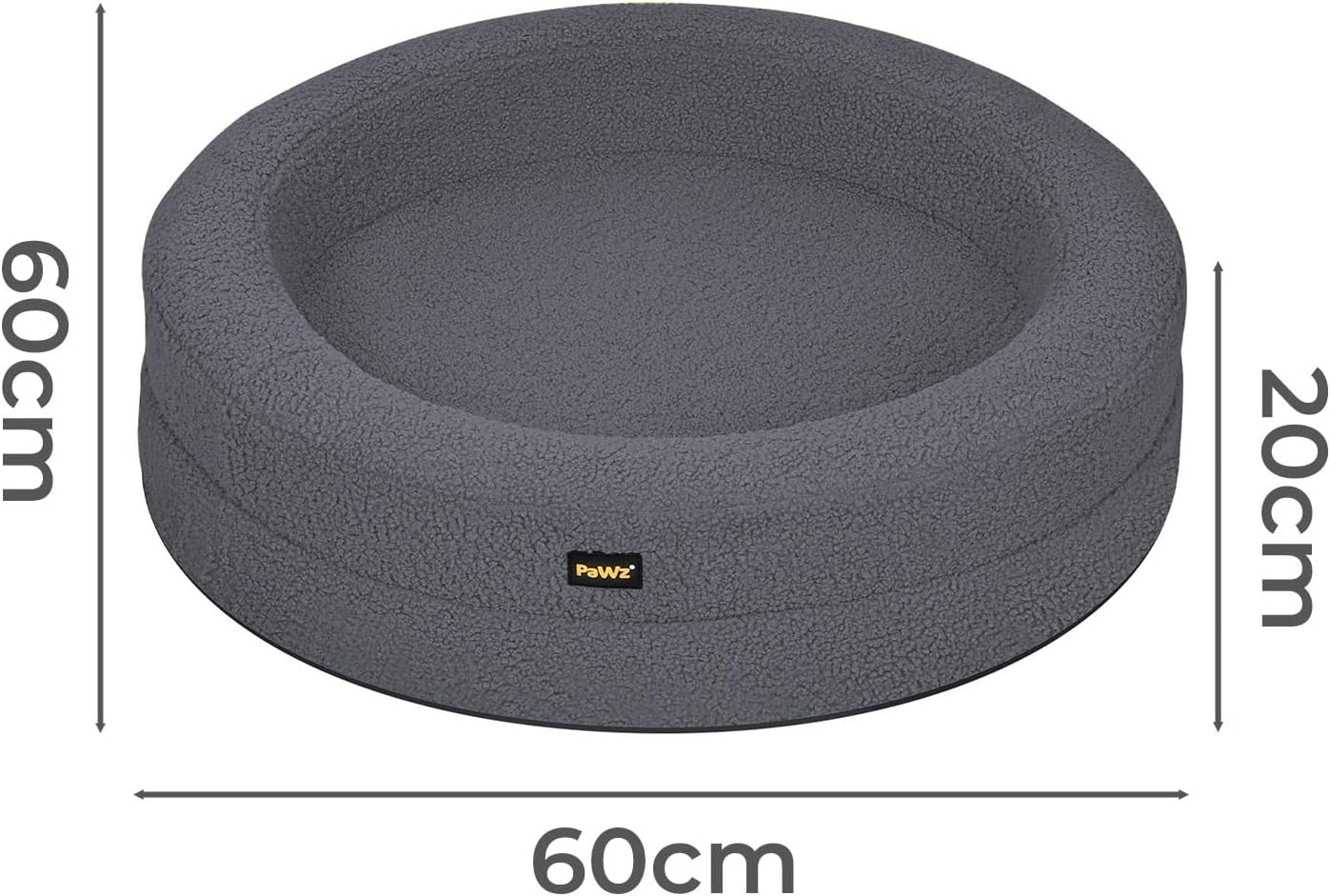 Pawz Orthopedic Donut Dog Bed with Memory Foam & Removable Cover for Medium Dogs (Dark Grey) at Pet Servo